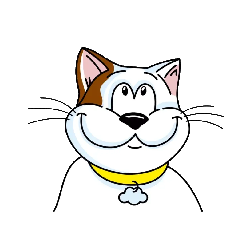 Animated cat looking up